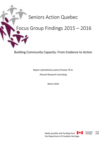 Seniors Action Quebec Focus Group Findings 2015 - 2016